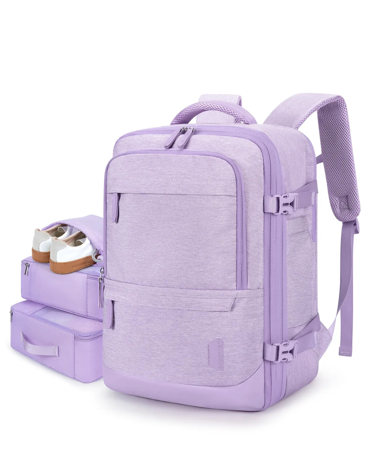 bagsmart 4 pièces sac à dos de voyage cabine sac à dos avec cubes d'emballage 40l sacs à dos étanches extensibles pour les femmes