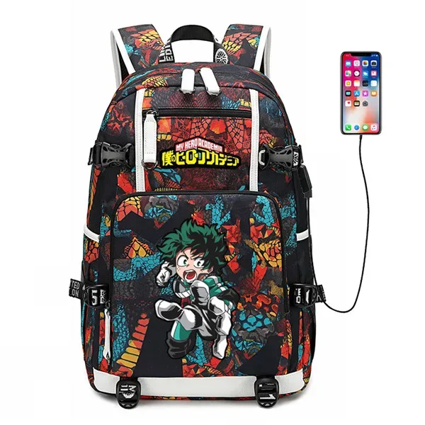 sac à dos de voyage grande capacité mha, sacs d'école imperméables pour garçons, sac à dos pour ordinateur portable avec chargement usb, sac à dos oxford pour cosplay