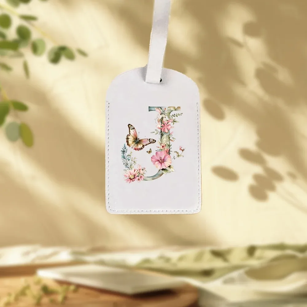 étiquettes de bagages blanches personnalisées adaptées aux valises, aux vêtements et aux bijoux - nom/logo/texte, 26 étiquettes florales et alphabétiques