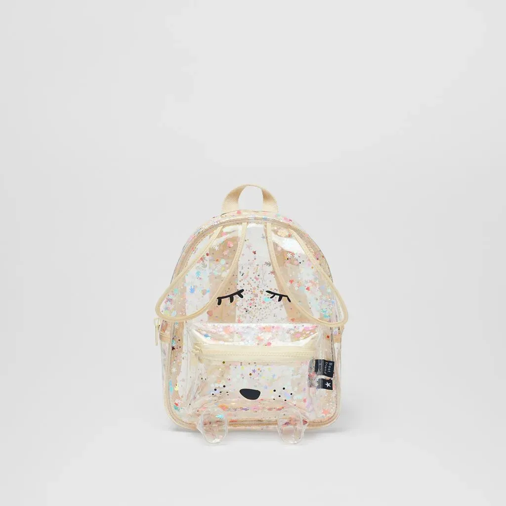 nouveau sac à dos transparent en forme de lapin scintillant à paillettes pour l'été, sac à bandoulière mignon pour femmes