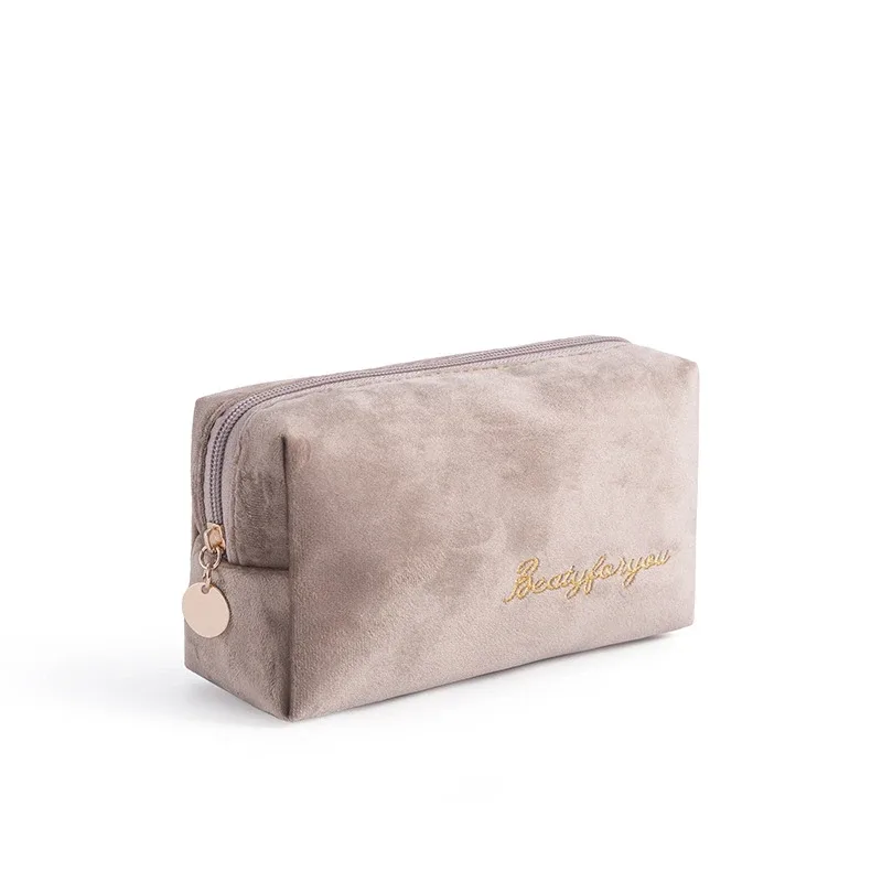 sac de rangement de maquillage en velours doux pour femme, trousse de toilette pour coussinets, trousse de maquillage de voyage gt, trousse de beauté pour évaluateurs