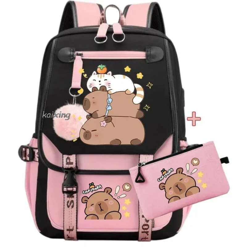 sacs à dos 2 pièces, ensemble kawaii capybara, légers, respirants, grande capacité, pour l'école, pour femmes et hommes, pour les voyages, meilleurs cadeaux