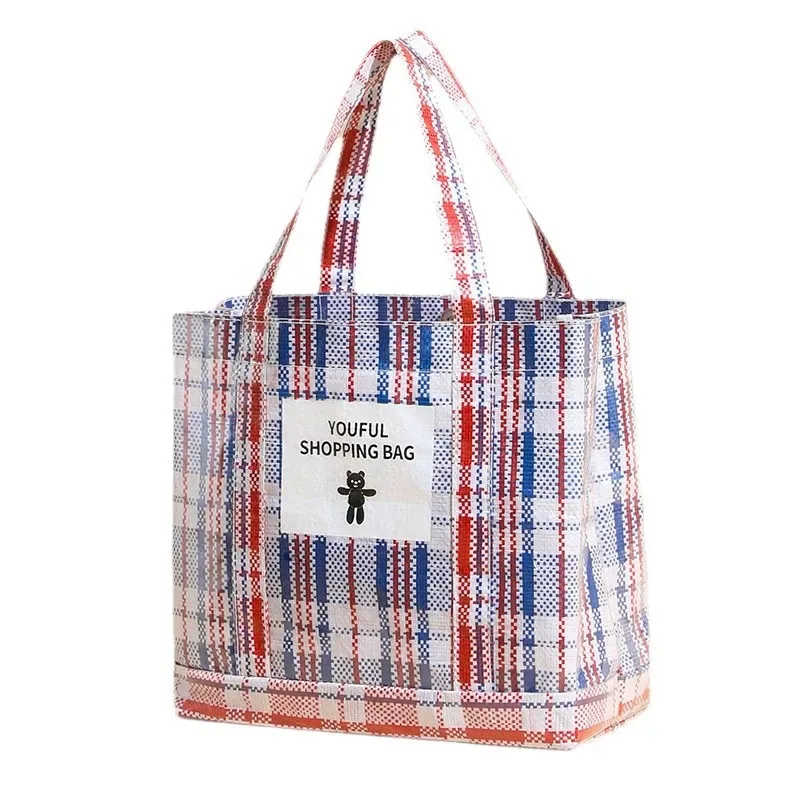 sac fourre-tout tissé rayé grande capacité, sac à main portable, sac de shopping extérieur