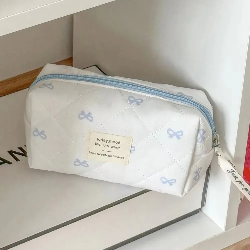 sac à cosmétiques portable bleu pour femme, pochette de voyage, sac de rangement grande capacité, trousse à maquillage zippée, cadeaux
