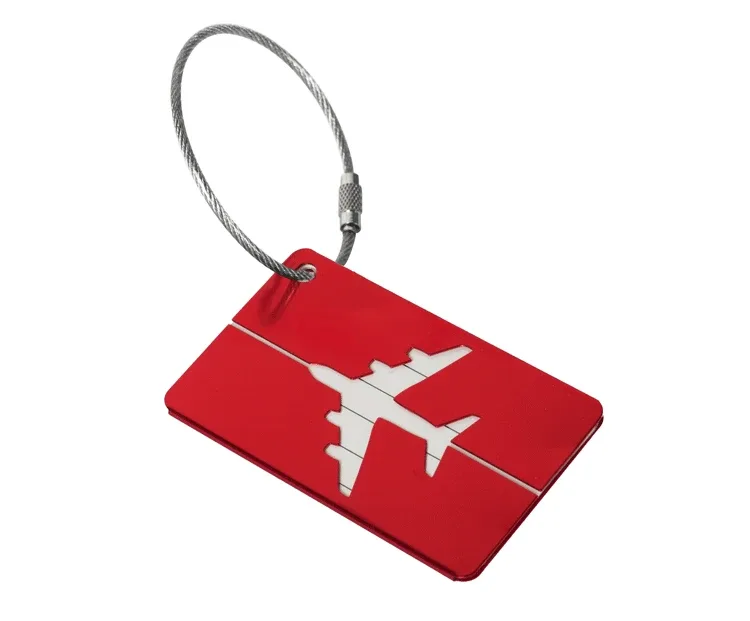 étiquette de bagage de voyage en aluminium de qualité supérieure, identification de bagage durable avec porte-carte de visite, étiquette de mode, accessoires de voyage