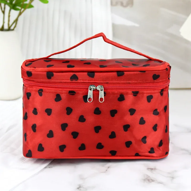 sac de maquillage à pois, sac de voyage portable de grande capacité, organisateur de toilette, boîte de rangement, sac à main étanche, sac à cosmétiques, sac de lavage