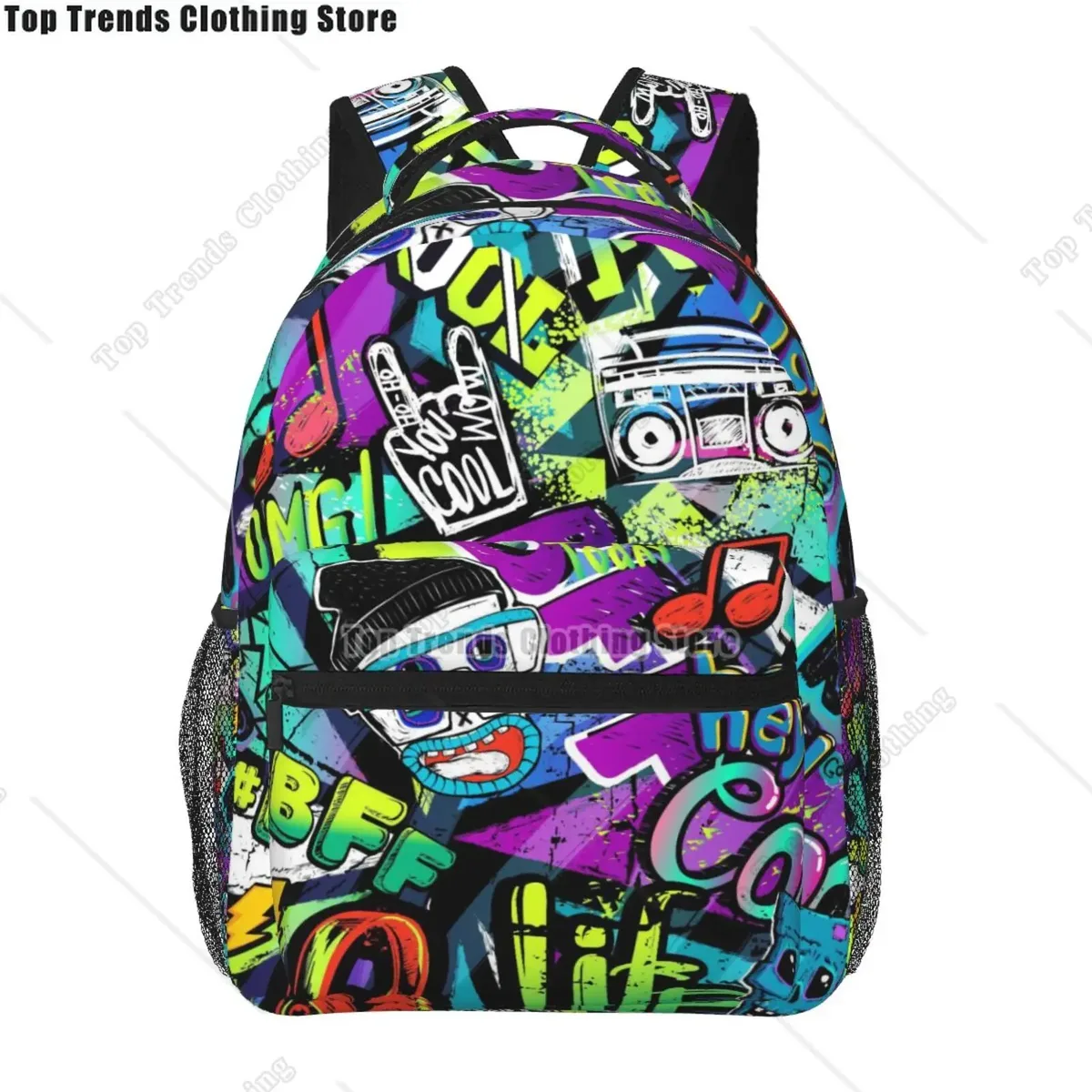 collection de bandes dessinées graffiti pop art imprimé sac à dos de voyage unisexe grande capacité sacs à dos pour ordinateur portable sac à dos d'école pour adolescents