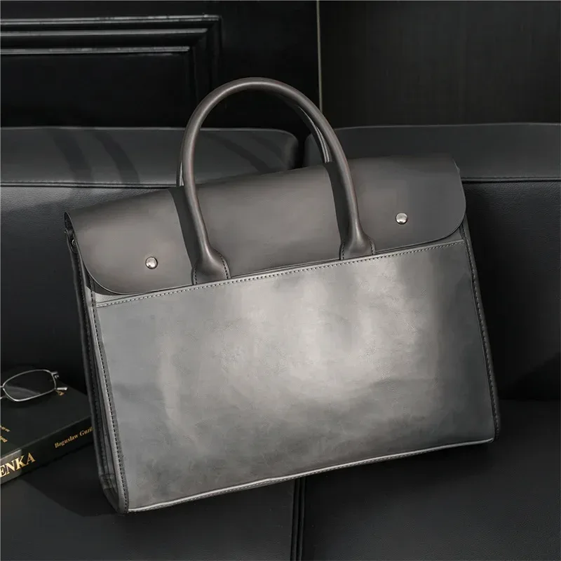Porte-documents Vintage en cuir PU pour hommes, grande capacité, sacs à main pour ordinateur portable avec bandoulière, sacoches à bandoulière