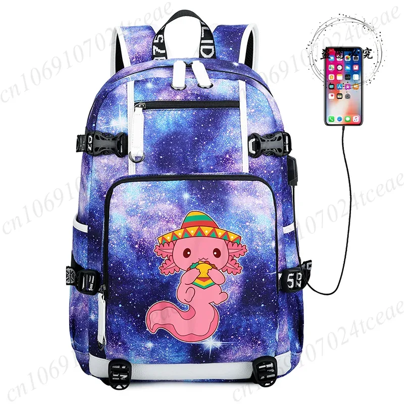 boba axolotl étudiants sac à dos usb charge cartable 15.6 pouces sac à dos pour ordinateur portable femme mâle livre sac retour à l'école sac à dos cadeau