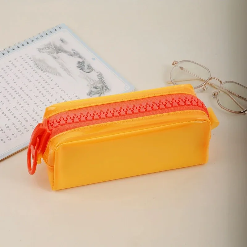 étui à crayons transparent en pvc de grande capacité, étui à crayons stimulant la dopamine, cadeau de rentrée scolaire, organisateur de papeterie durable.