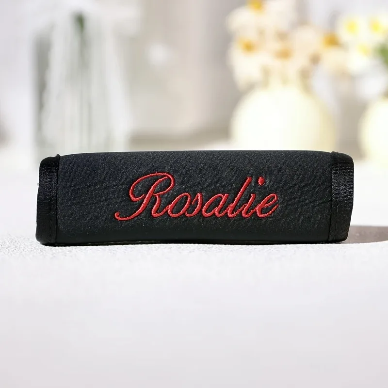 housse de poignée de valise brodée personnalisée avec nom, en velcro, cadeau de vacances personnalisé