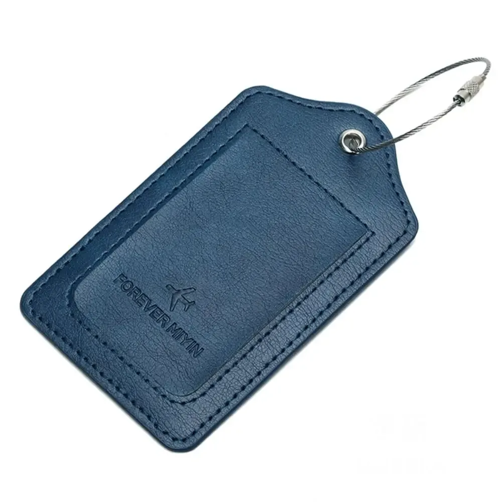 étiquettes de bagage en cuir avec boucle de câble métallique anti-perte, couverture de protection de la vie privée, étiquette de bagage polyvalente, passe d'embarquement étanche