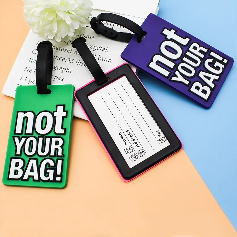 mode lettre créative pas votre sac accessoires de voyage mignons étiquettes de bagages valise style de bande dessinée étiquette de voyage portable en silicone