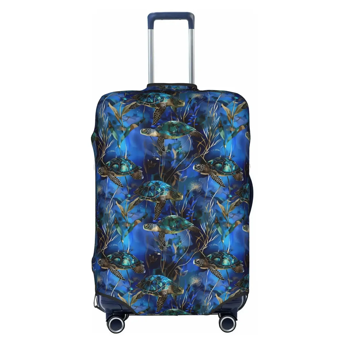 housse de protection pour valise, motif tortues marines sur fond bleu marine, mignonne, convient aux valises de 18 à 32 pouces