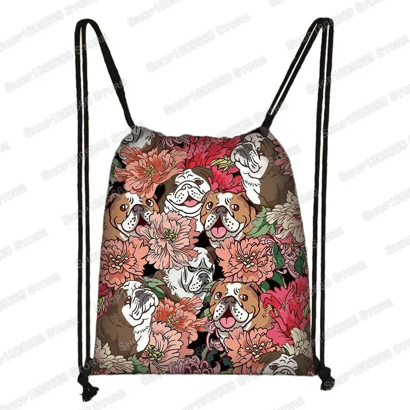 kawaii dessin animé chien chat sac à dos femmes sacs à cordon toile sac à bandoulière pour voyage filles sac à dos sacs de rangement porte-chaussures