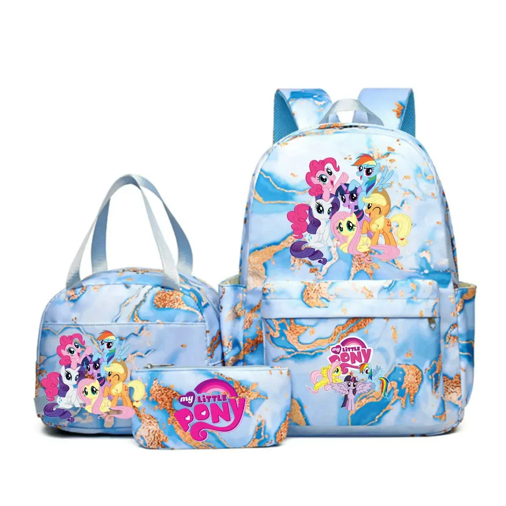 sac à dos my little pony, ensemble de 3 pièces, sac d'école pour étudiants, trousse à crayons, sac à dos de voyage pour adolescents, sac à dos décontracté pour ordinateur portable, mochilas