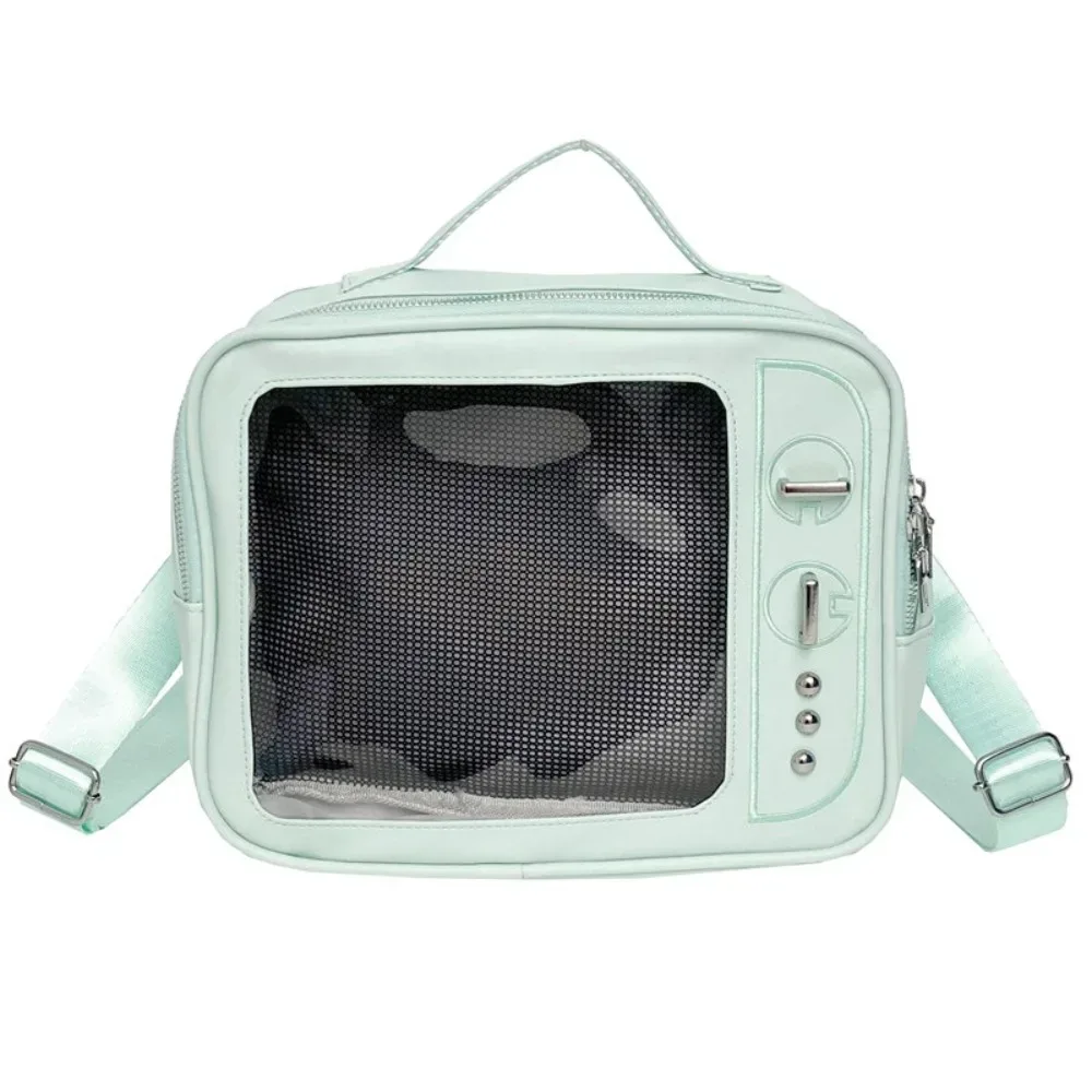 sac à dos pu tv model grande capacité ulzzang avec compartiment transparent, sac ita, compartiment de présentation portable, sac à bandoulière pour collection