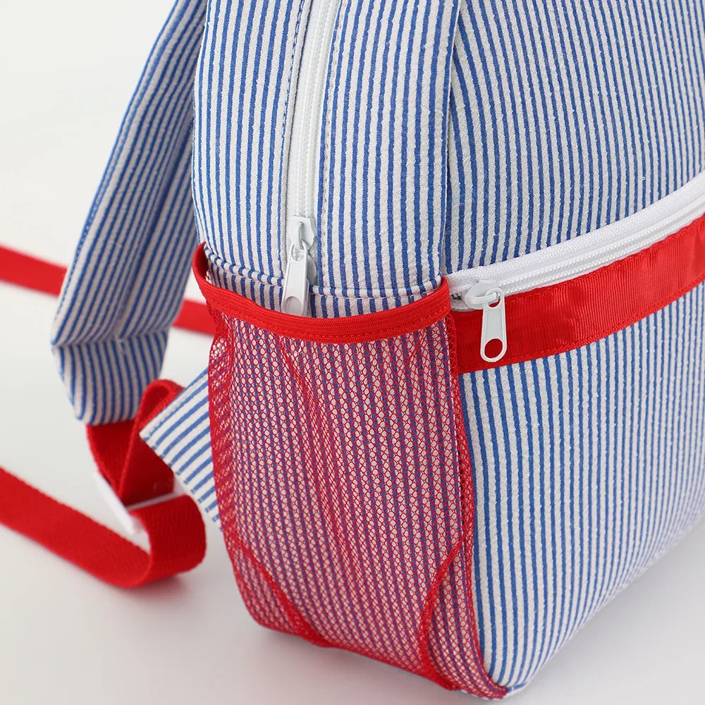 sac à dos scolaire pour tout-petits, sac à dos rayé mignon en seersucker pour filles 12 pouces pour la maternelle, 15 pouces pour les adolescents du lycée