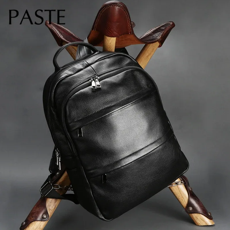 sac à dos en cuir de vachette véritable pour hommes, sac d'école masculin pour ordinateur portable, sacs à dos de loisirs, sac de voyage décontracté, style coréen, haute qualité, 2023