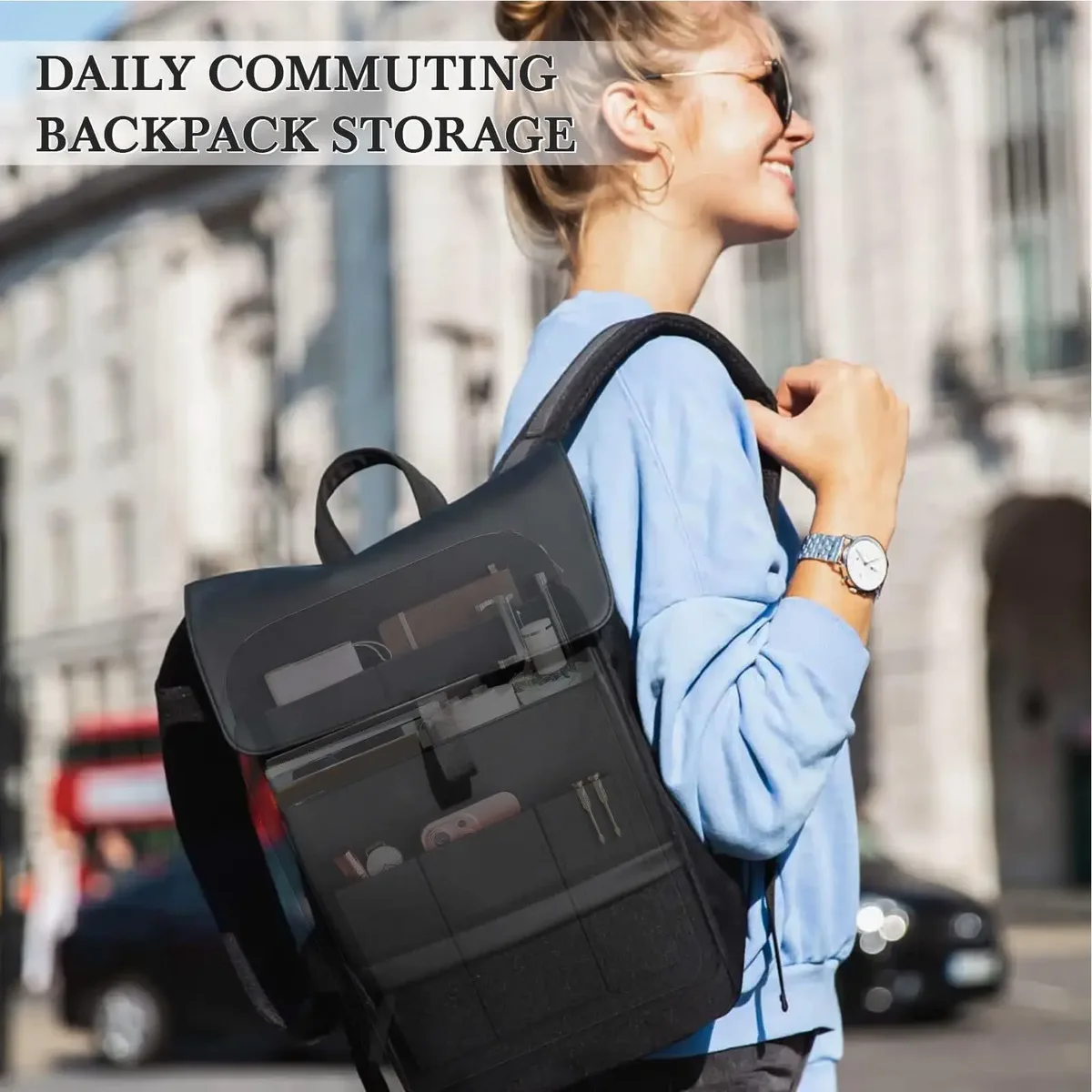 organisateur de sac à dos multi-poches grande capacité en feutre pour rangement intérieur de sac à dos, sac de rangement pour livres