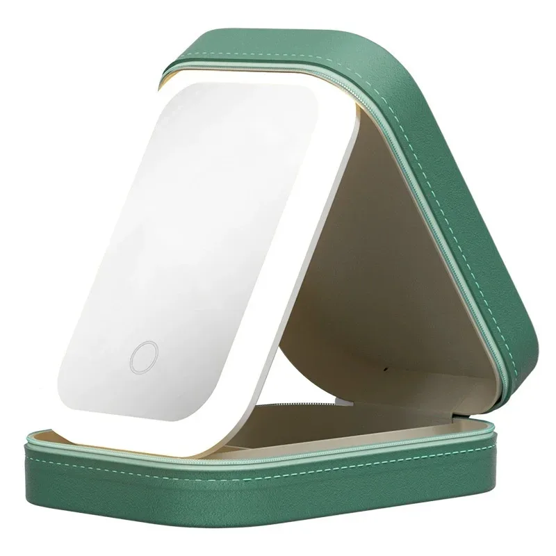 trousse de maquillage intelligente led avec miroir pour femmes, petit sac de maquillage mignon, brosse à rouge à lèvres, esthéticienne féminine, produit de soins de la peau, boîte à cosmétiques