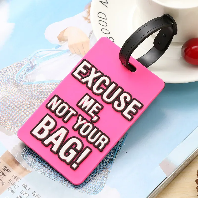 étiquette de voyage portable en silicone, étiquette de bagage, style dessin animé, étiquette de valise, lettre créative, pas votre sac, accessoires de voyage, mode