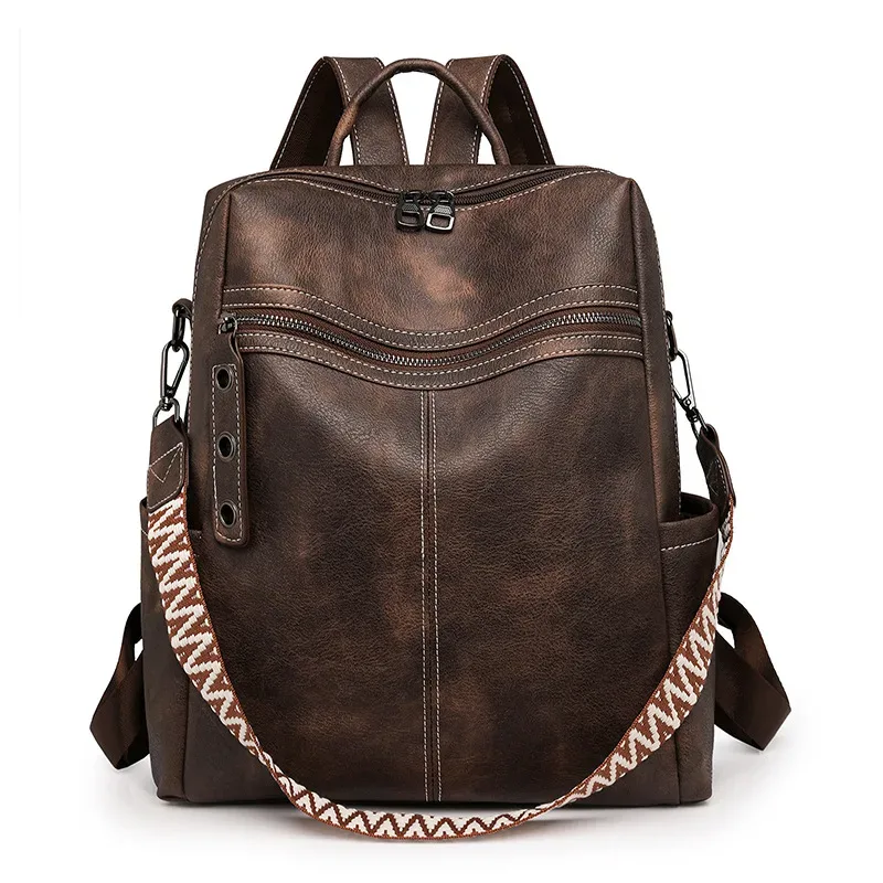 sac à dos de voyage antivol en cuir pu pour femme, nouvelle collection automne-hiver 2025, imperméable, tendance, rétro, grande capacité, voyage