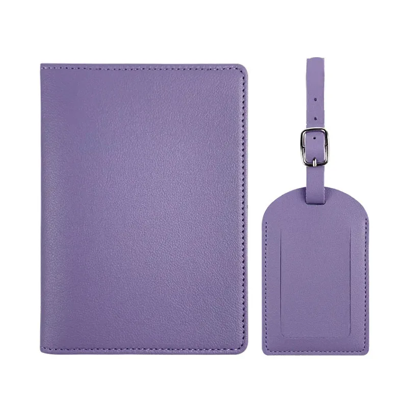 porte-passeport de voyage avec nom personnalisé gratuit, ensemble d'étiquettes de bagage en cuir pu, lettres personnalisées, cadeau, couverture de passeport, étiquette de nom de valise