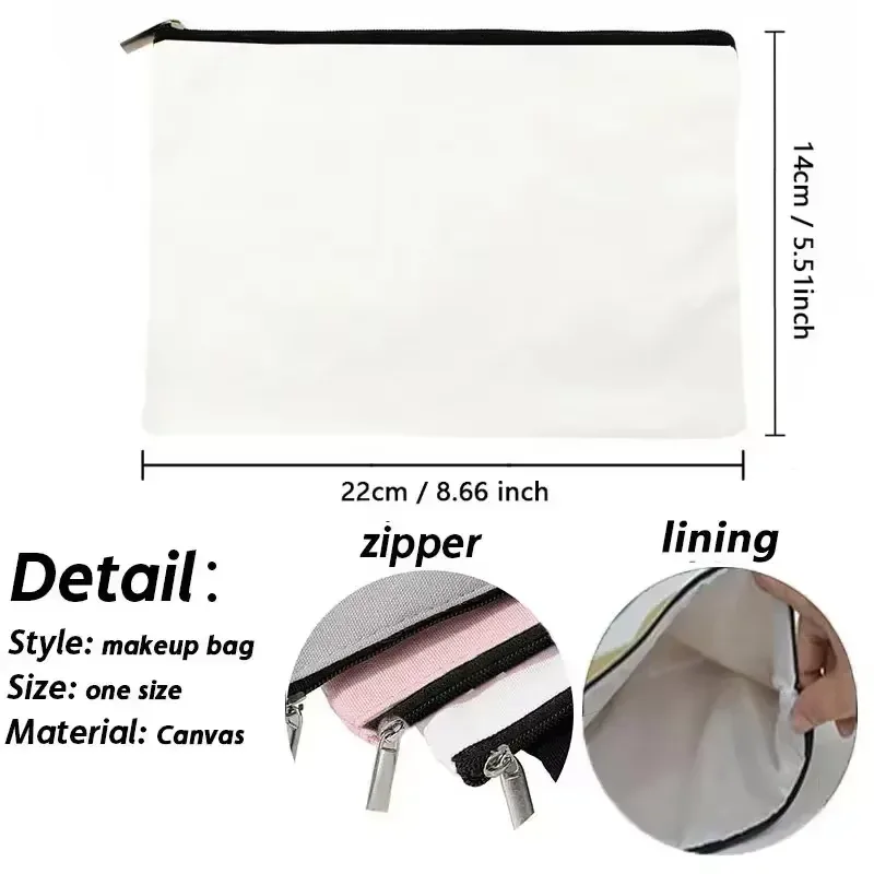 trousse de maquillage florale mignonne en toile imprimée chaton de dessin animé, pochette zippée portable de voyage pour amoureux des chats
