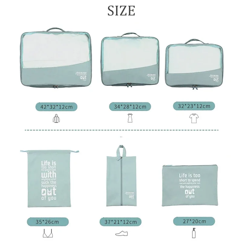 lot de 6 pochettes de rangement de voyage, cubes de rangement lavables pour valise, organisateur de bagages de haute qualité, sac de rangement portable pour vêtements, léger