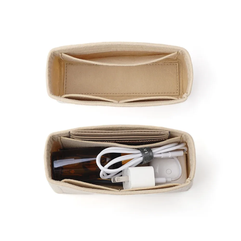 organisateur en feutre de qualité supérieure pour mini sac en nylon, ultra léger 30g, pochette intérieure, structeur de sac à main, doublure de maquillage avec fermeture éclair