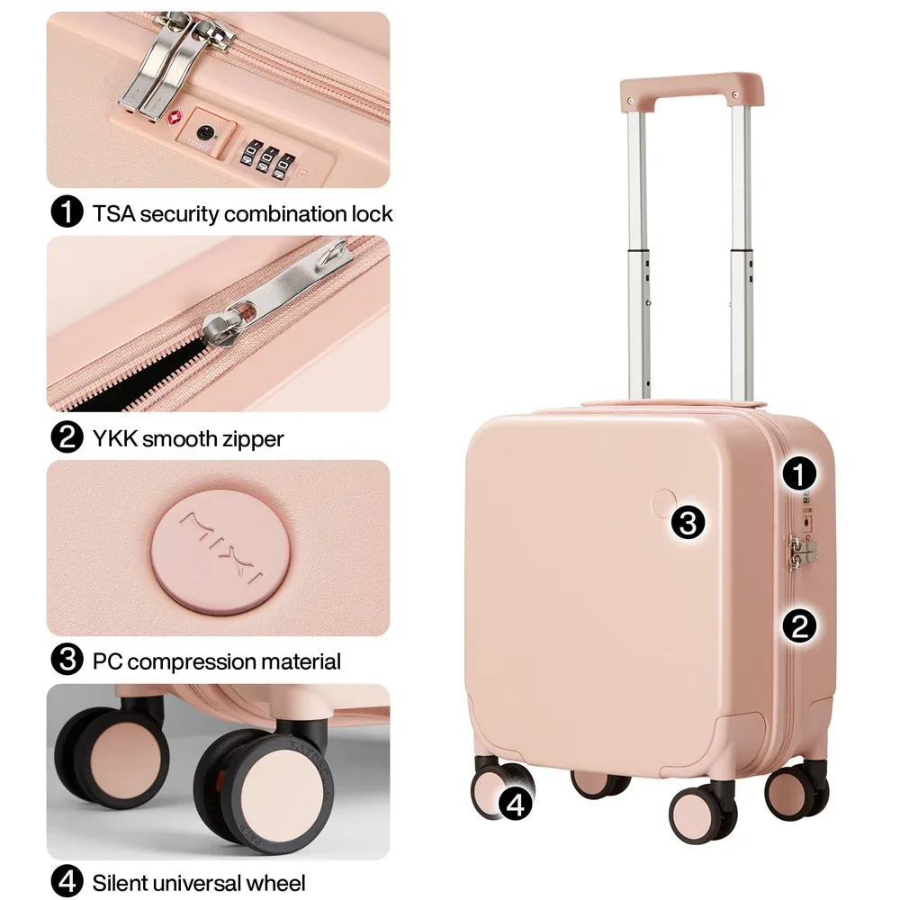 mixi 14 pouces sous le siège bagage à main léger mini valise pc petits enfants sac tsa serrure voyage costume étui spinner roues