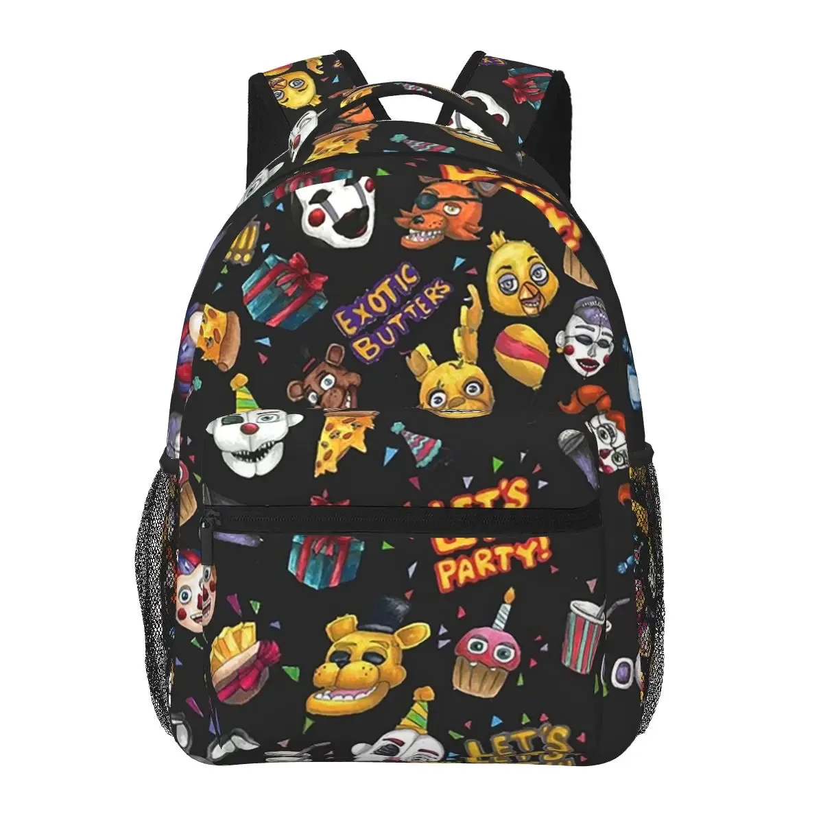 fnaf - let's party - sac à dos scolaire noir pour étudiants, sac de voyage et de randonnée pour hommes et femmes, sac à dos tendance, sacs à bandoulière