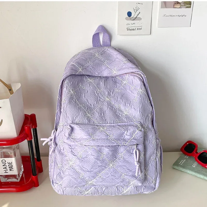 sac à dos d'étudiant imprimé grande capacité, motif papillon mignon et nœud, sac d'école tendance, esthétique décontractée, sac de voyage, sac à dos vintage