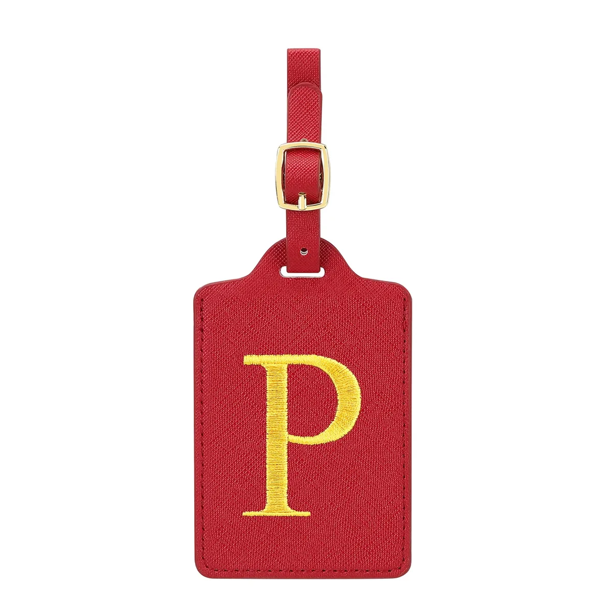 étiquettes de bagage miyin 26 lettres en cuir pu pour valises, protection de la vie privée, accessoires de voyage essentiels, rouge éclatant