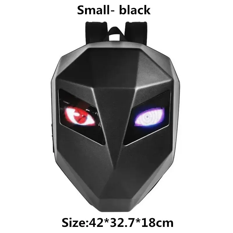 sac à dos de motard led avec yeux lumineux, texture en fibre de carbone, casque, sac à dos de locomotive, sac d'école, sac à dos pour ordinateur portable moto