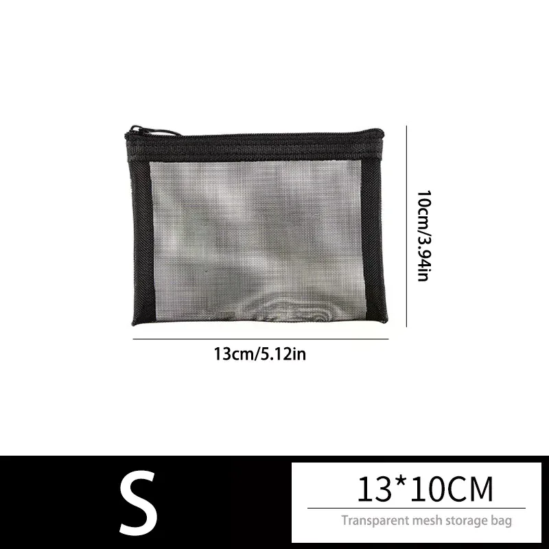 1 pièce trousse de toilette et de maquillage de voyage en maille gris-noir avec fermeture éclair pour femme, organiseur portable