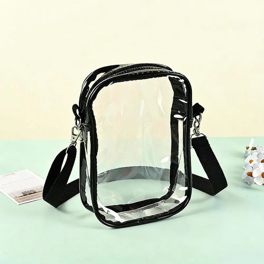 sac à bandoulière transparent en pvc pour usage décontracté, pochette de rangement transparente, sacoche simple pour téléphone, sac messager pour festival