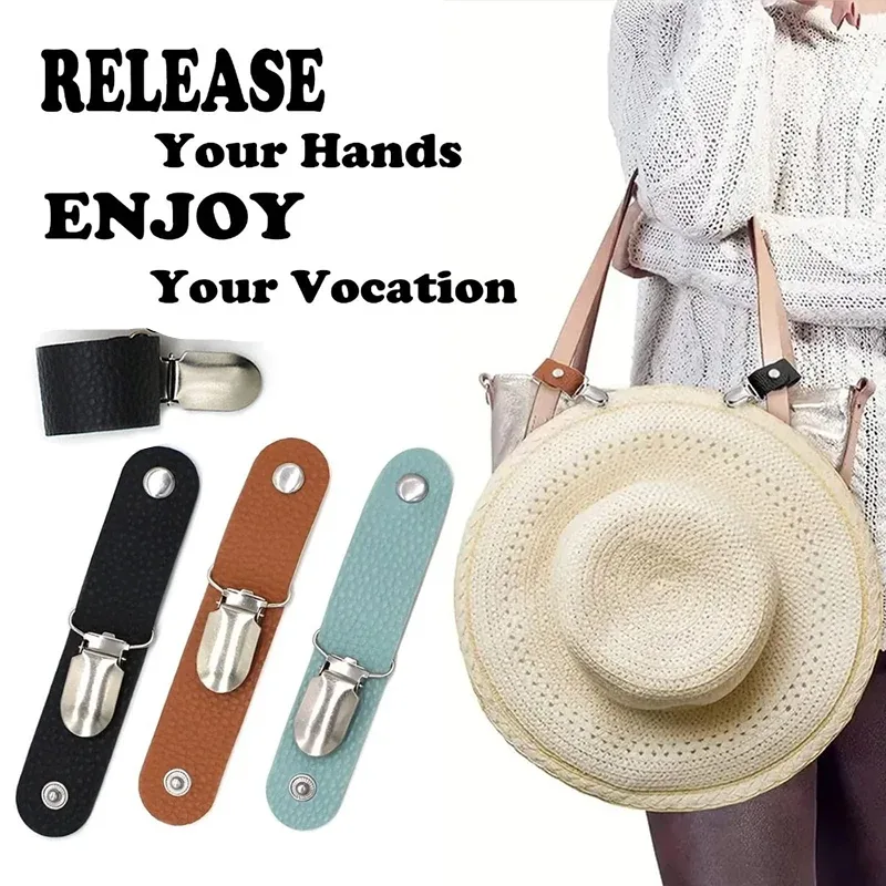 Clip de sac en cuir PU pour voyage, clips pour chapeau, bagages, sac à main, sac à dos, support multifonctionnel, accessoires de plage et d'extérieur