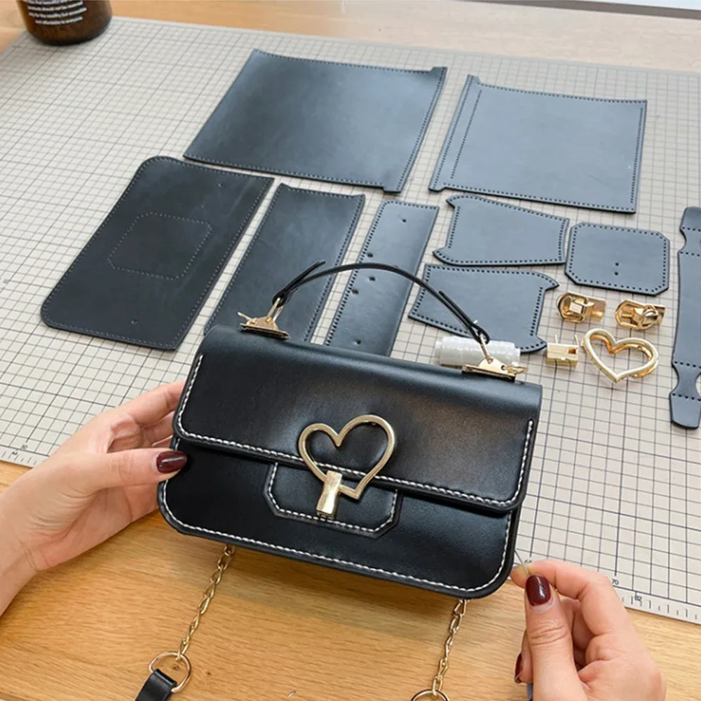 Kit de matériaux de fabrication de sacs à bandoulière en cuir PU, ensemble de couture de sacs Cambridge pour femmes, sac à main fait à la main, accessoires semi-finis, bricolage