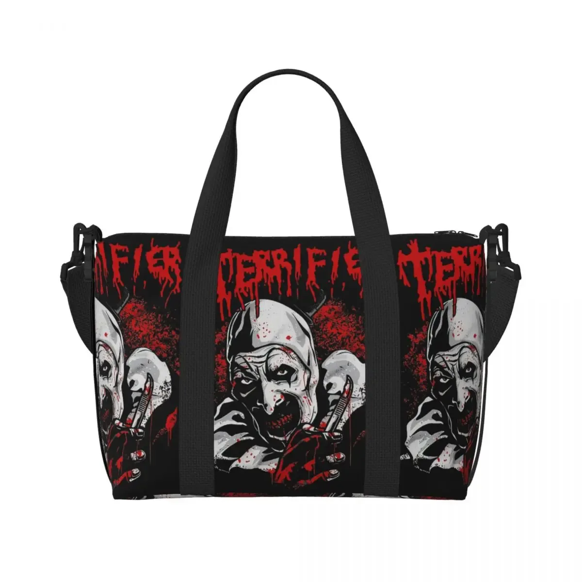 sac fourre-tout personnalisé t-terrifiers 3 halloween pour femmes, sacs de voyage de grande capacité pour plage et gymnastique