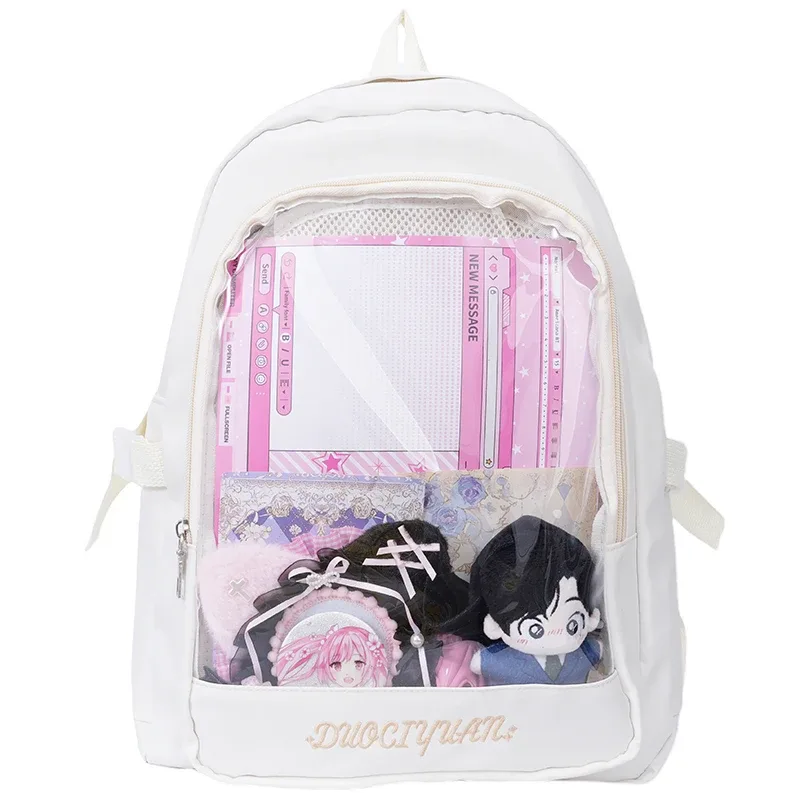 y2k – sac à dos mignon pour femmes, kawaii ita, sac à dos transparent pour fille douce, bricolage d'exposition de personnalité, sac à bandoulière lolita