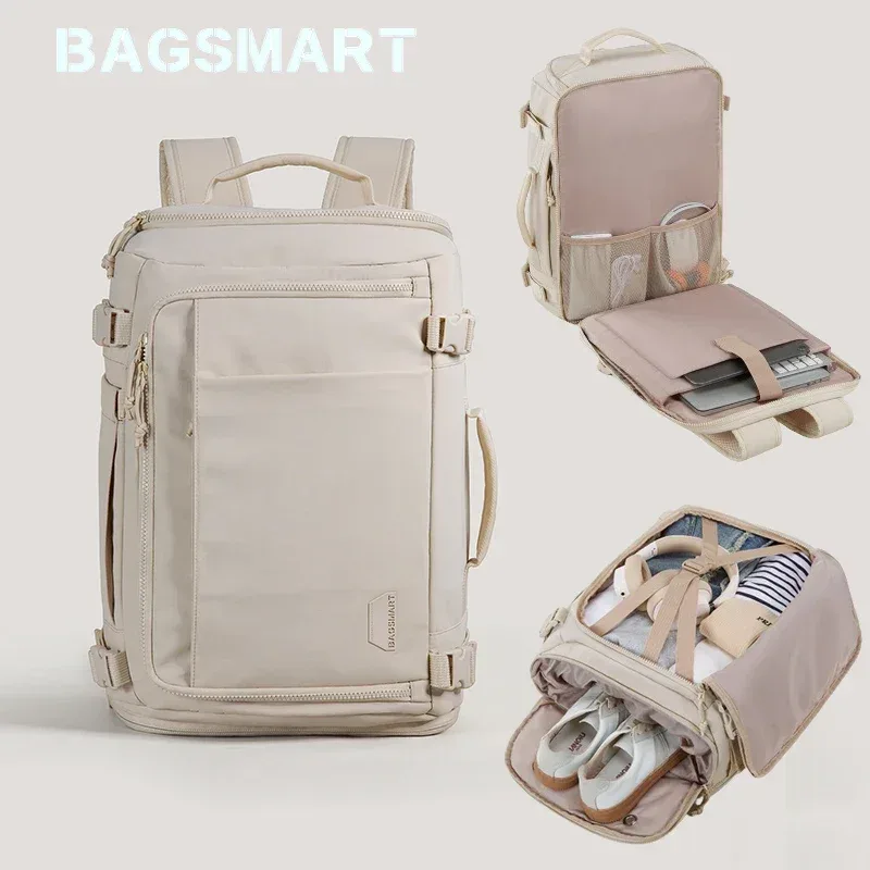 BAGSMART sac à dos de voyage grande capacité sac à dos de Compression sous vide femmes 15.6 pouces pochette d'ordinateur étanche étendre les sacs à dos pour hommes