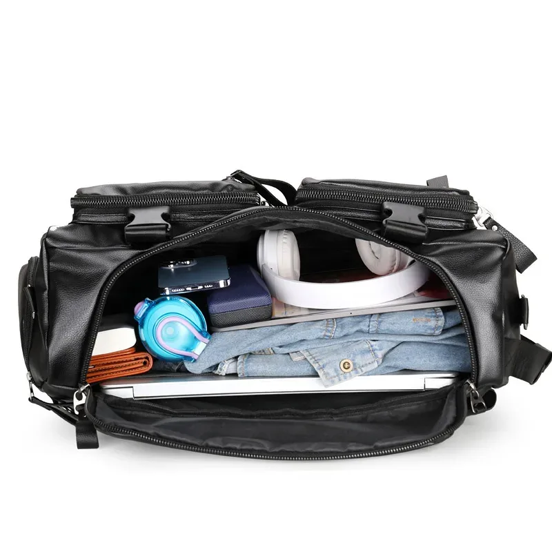 sac à dos de voyage multifonctionnel en cuir pu, sac à bandoulière pour voyage d'affaires, sac à main, compartiment à chaussures indépendant