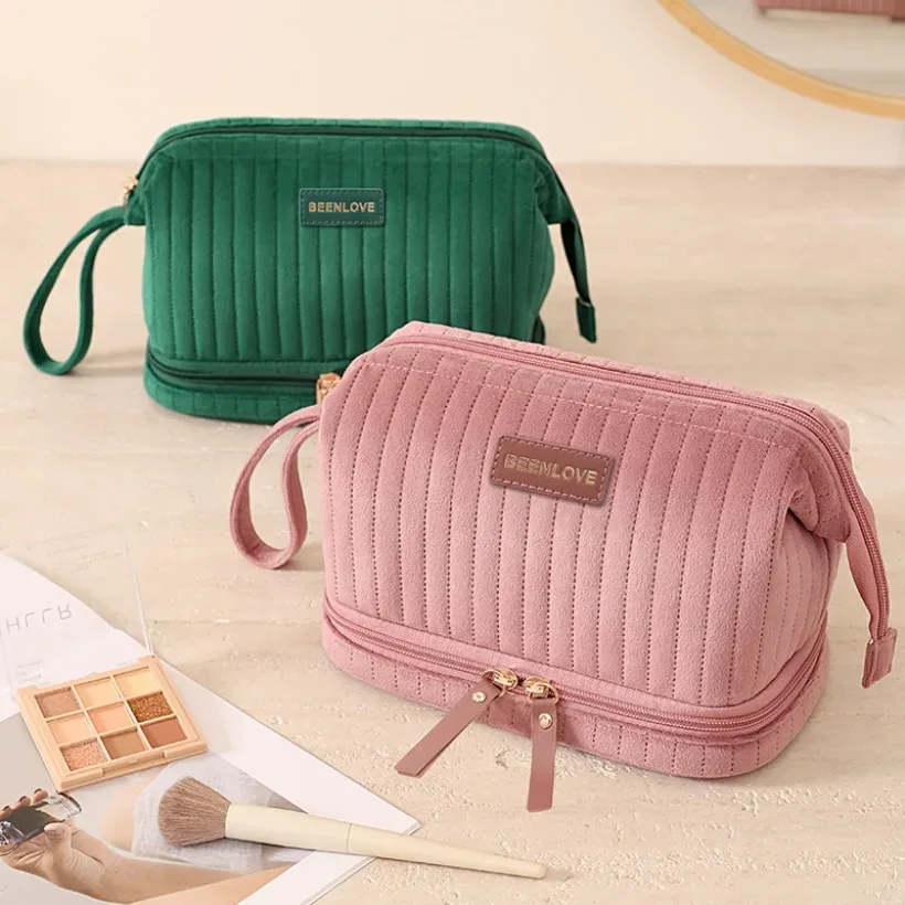 sac de rangement de maquillage portable, grande capacité, trousse à cosmétiques multi-compartiments pour pinceaux, cosmétiques, rangement de voyage