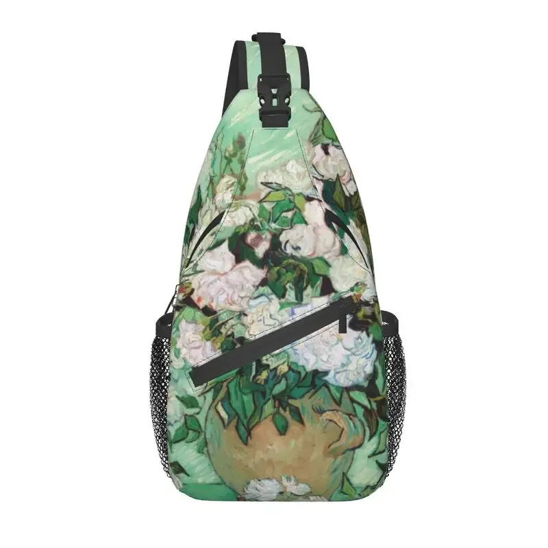 sac à dos à bandoulière motif fleurs d'amandier pour homme, accessoire décontracté de voyage, motif peinture de vincent van gogh