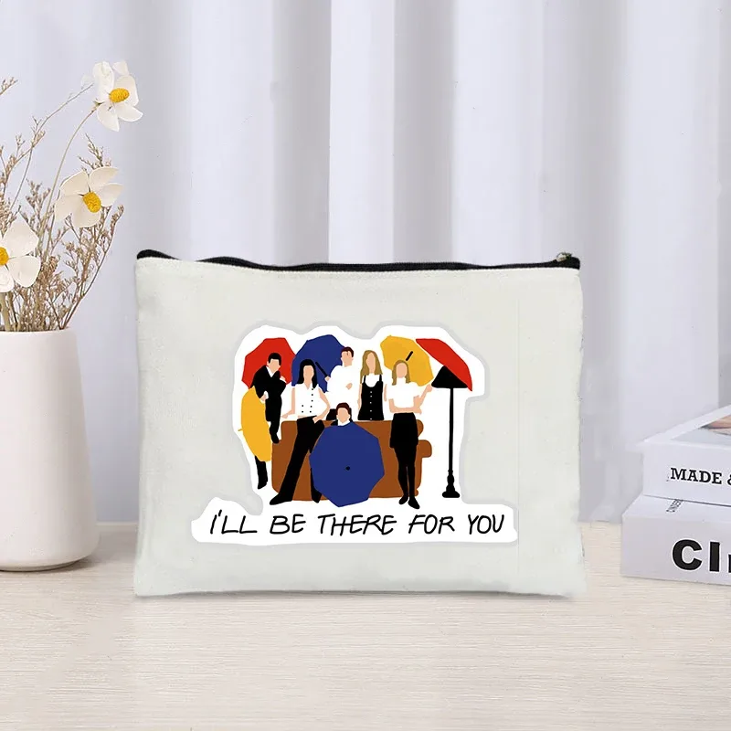 émission de télévision amis voyage organisateur cosmétique kawaii trousse de maquillage pour femmes sac à main écologique toile trousse à crayons maquillage pochette sacs