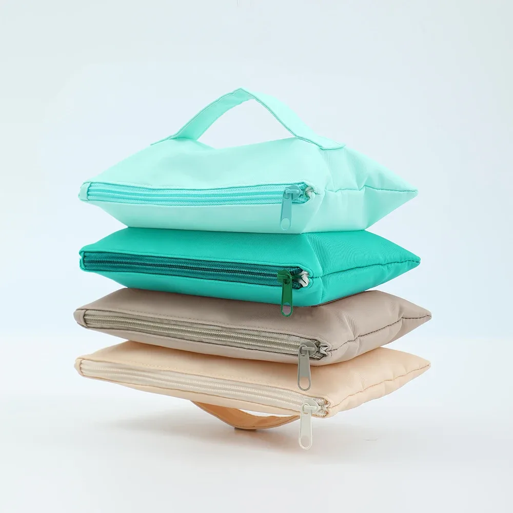 trousse de maquillage portable en nylon accordéon quadruple pour femme, sac à main de voyage, sac cosmétique polyvalent, poudres