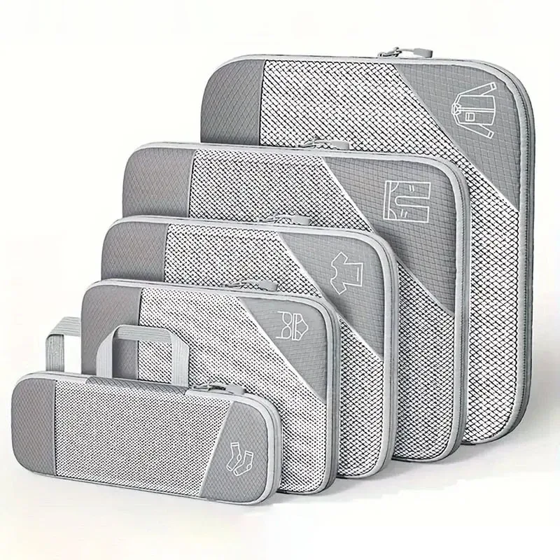 lot de 5 sacs de rangement pour vêtements de voyage, cubes de compression légers, organisateurs de bagages, sacs de sous-emballage, accessoires de voyage