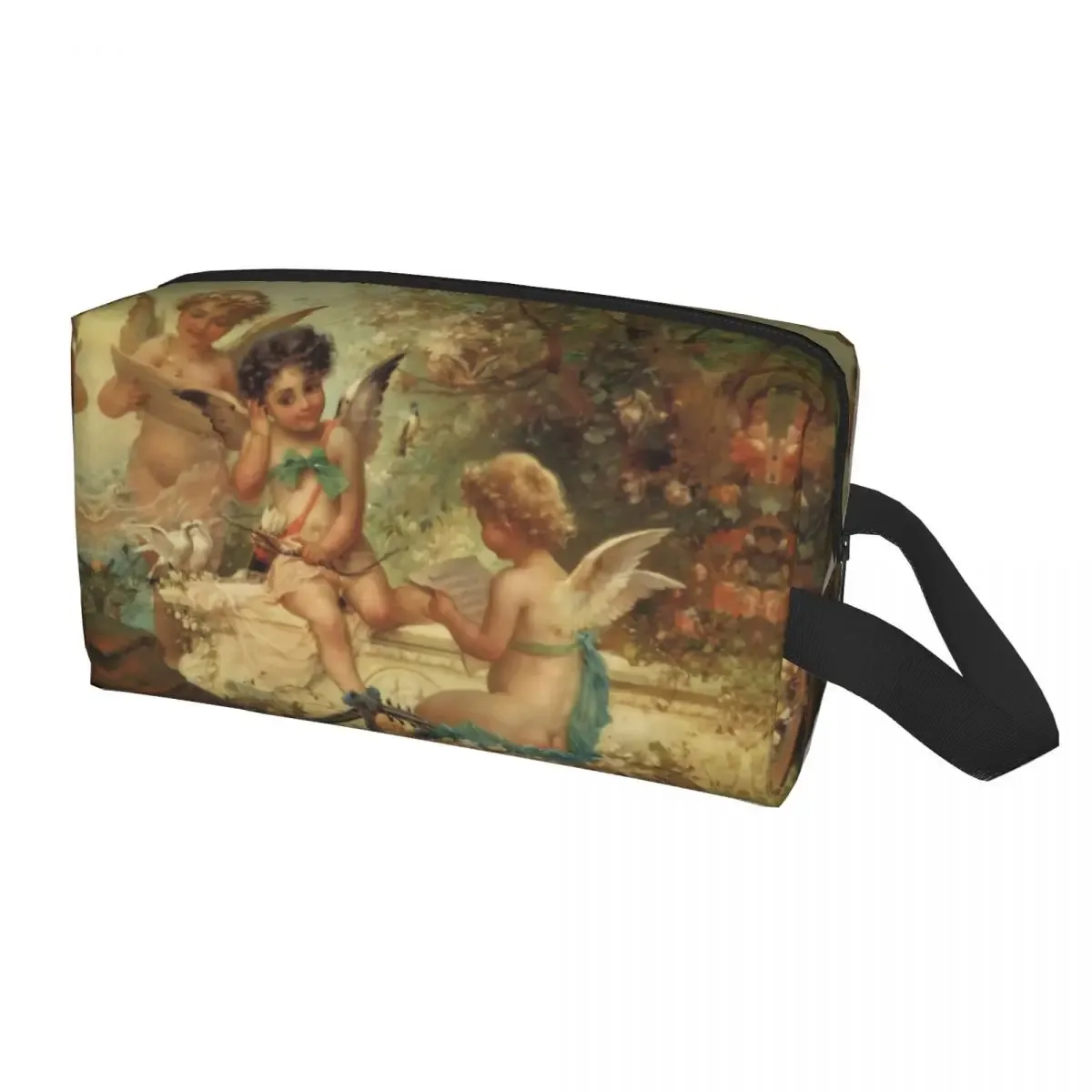 sac à cosmétiques de voyage personnalisé pour femmes, rose vintage, ange victorien, trousse de toilette de maquillage, trousse de rangement de beauté